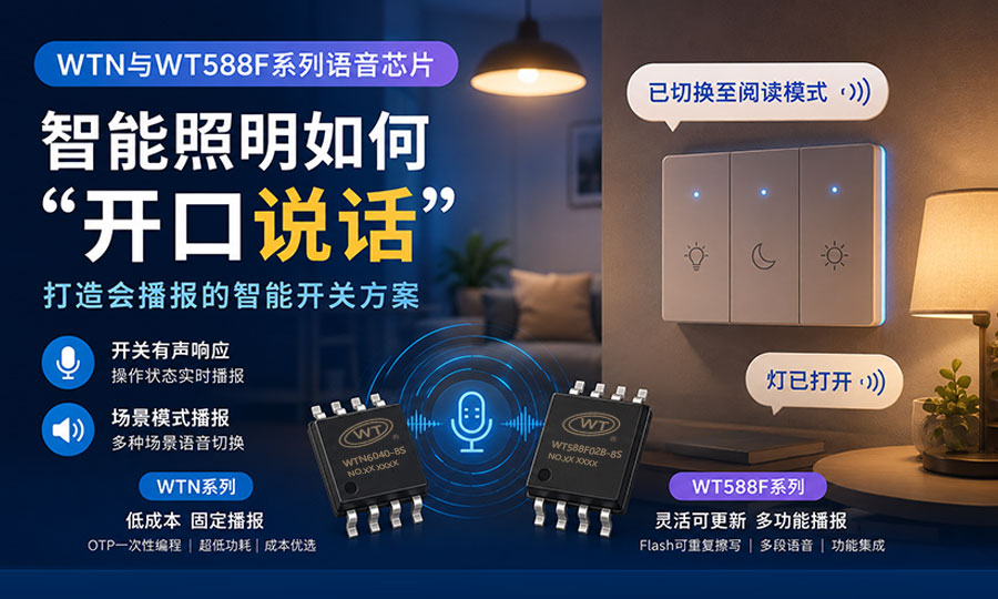 智能照明如何“开口说话”？WTN与WT588F系列语音芯片打造会播报的智能开关方案