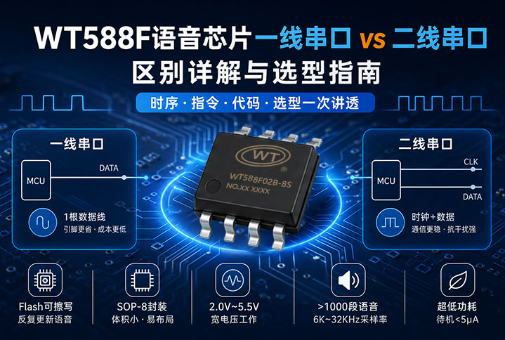 WT588F语音芯片一线与二线通信接口怎么选？详解时序、指令与实战技巧