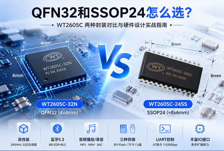 QFN32和SSOP24怎么选？WT2605C音频蓝牙芯片两种封装对比与硬件设计实战指南
