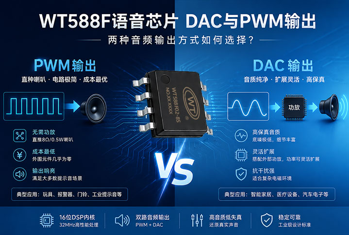 WT588F语音芯片DAC与PWM输出：两种音频输出方式如何选择？