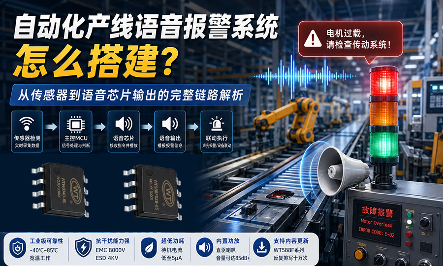 自动化产线语音报警系统怎么搭建？从传感器到语音芯片输出的完整链路解析