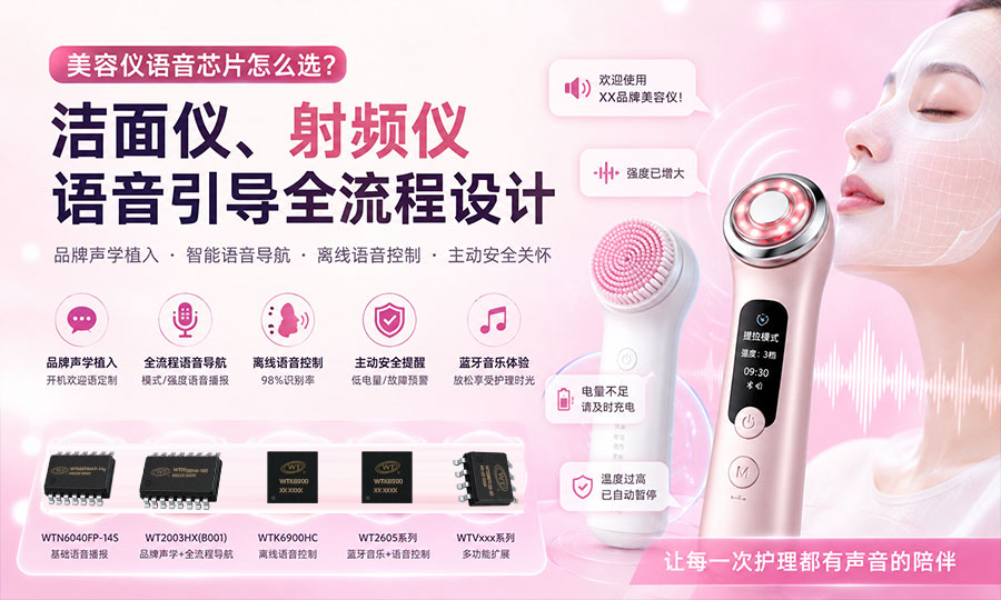 美容仪语音芯片怎么选？广州唯创电子详解洁面仪射频仪语音引导全流程设计方案
