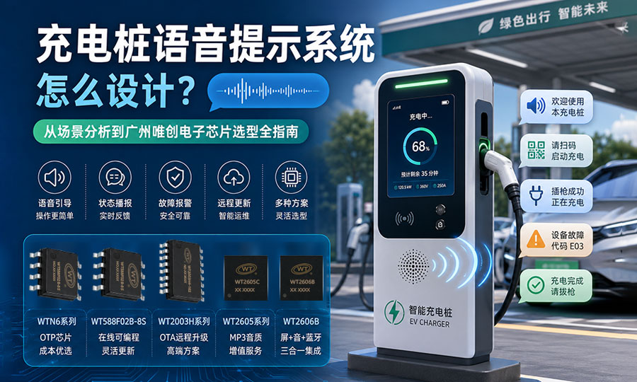 充电桩语音提示系统怎么设计？从场景分析到广州唯创电子芯片选型全指南