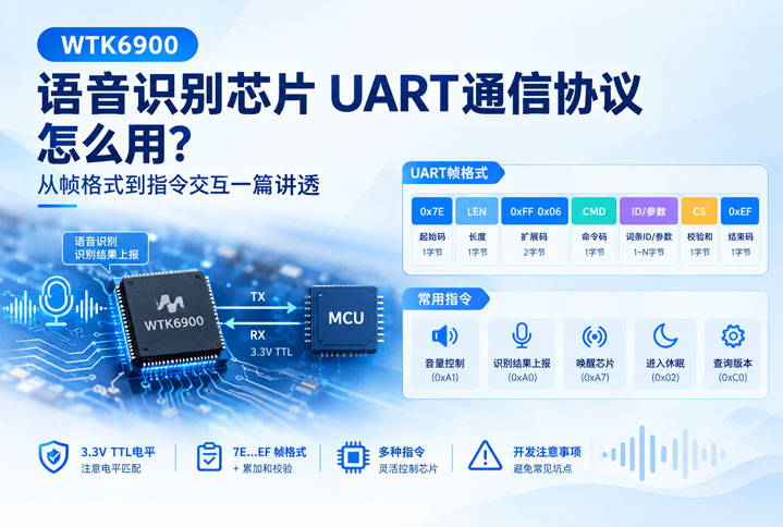 WTK6900语音识别芯片UART通信协议怎么用？从帧格式到指令交互一篇讲透