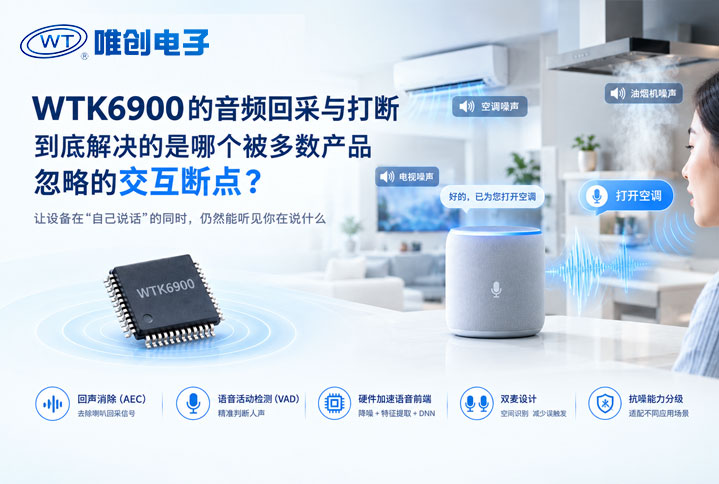WTK6900语音识别芯片的“音频回采与打断”，到底解决的是哪个被多数产品忽略的交互断点？